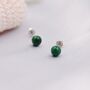 Genuine Malachite Stud Earrings In Sterling Silver, thumbnail 1 of 8