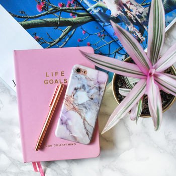 Pink Grey White Marble iPhone Case, 2 of 3