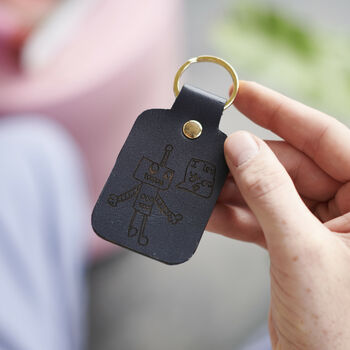 Personalised Leather Keyring With Childs Drawing, 4 of 9