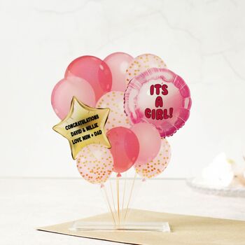Personalised New Baby Girl Balloon Card, 2 of 7