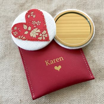 Handmade Liberty Heart Mirror With Leather Pouch, 2 of 12