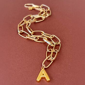 Personalised Bubble Letter Initial Chunky Chain Necklace, 2 of 8