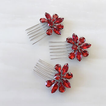 Red Crystal Hair Comb Set, 4 of 5