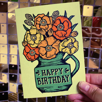 70s Bouquet Birthday Card By Woah there Pickle