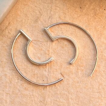 Modern Curved Sterling Silver Drop Earring, 5 of 6
