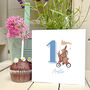 Personalised 1st Birthday Card – Bunny On Tricycle With Flowers, thumbnail 5 of 7