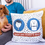Personalised Me And My Pet Portrait Cushion, thumbnail 1 of 6