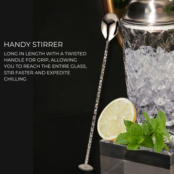 Luxury Silver Cocktail Shaker, Jigger And Stirrer Set, Glass Cocktail Shaker Set, Cocktail Mixing Set, 5 of 8