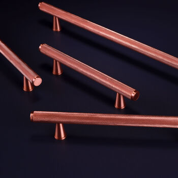 G Decor Brass Chelsea Solid Brass Diamond Knurled Architectural Bar Pull Handle In Rose Brass Finish, 9 of 9