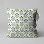 Blue Floral Block Print Chenille Cushion Cover, thumbnail 4 of 12