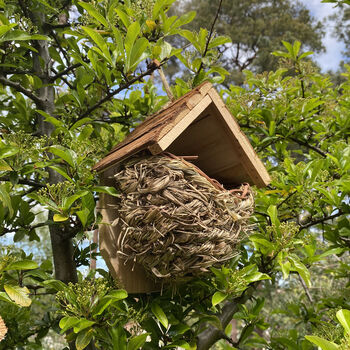 Woven House Martin Bird Nest Box With Wooden Roof, 6 of 6