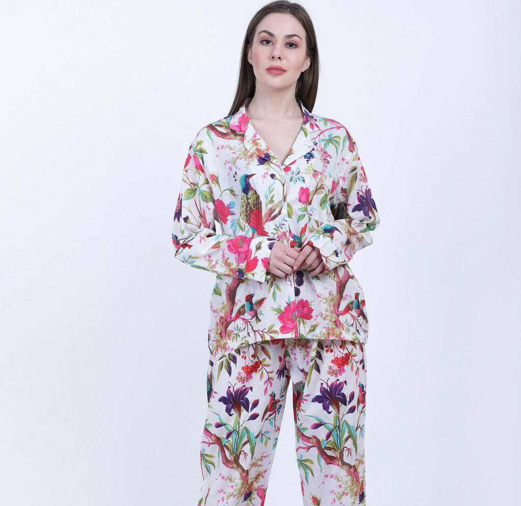 White Bird Of Paradise Pyjama Set By Birch & Yarn | notonthehighstreet.com