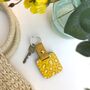 Personalised Yellow Mirror Keyring And Uplifting Note, thumbnail 1 of 6