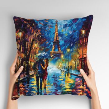 Midnight Promenade In Paris Hand Made Poly Linen Cushions, 3 of 8