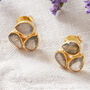 Garnet Triple Teardrop Gold Plated Silver Stud Earrings, thumbnail 7 of 12