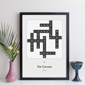 Personalised Family Names Contemporary Crossword Print, 3 of 11
