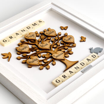 Wooden Personalised Grandma And Grandad Family Tree Gift, 2 of 12