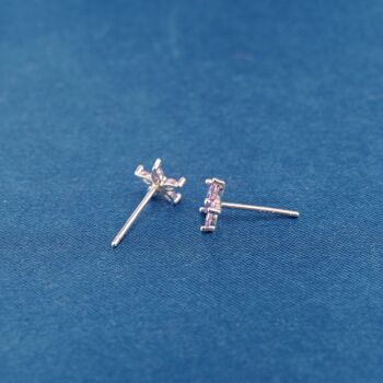 Amethyst Birthstone Flower Stud Earrings, 925 Sterling Silver, 4 of 8