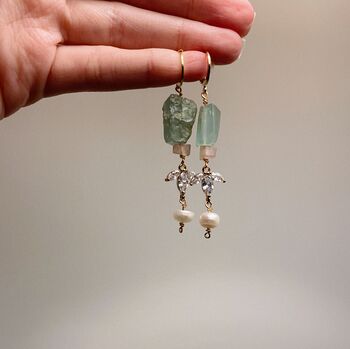 Aquamarine And Pearl Sparkle Earrings, 2 of 4