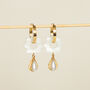 18 K Gold Plated Hoop Earrings With Flower And Pearl Drop, thumbnail 7 of 11