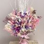 Pink And Purple Dried Flower Bouquet With Gypsophila, thumbnail 1 of 5