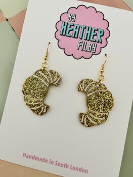 Croissant Glitter Resin Earrings, 2 of 4