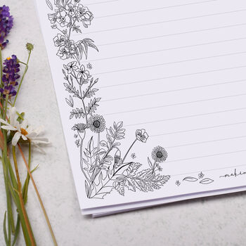 A4 Monochrome Flowers Letter Writing Paper, 2 of 4