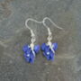 Blue Iris February Birth Flower Earrings, Silver Tone, thumbnail 3 of 5