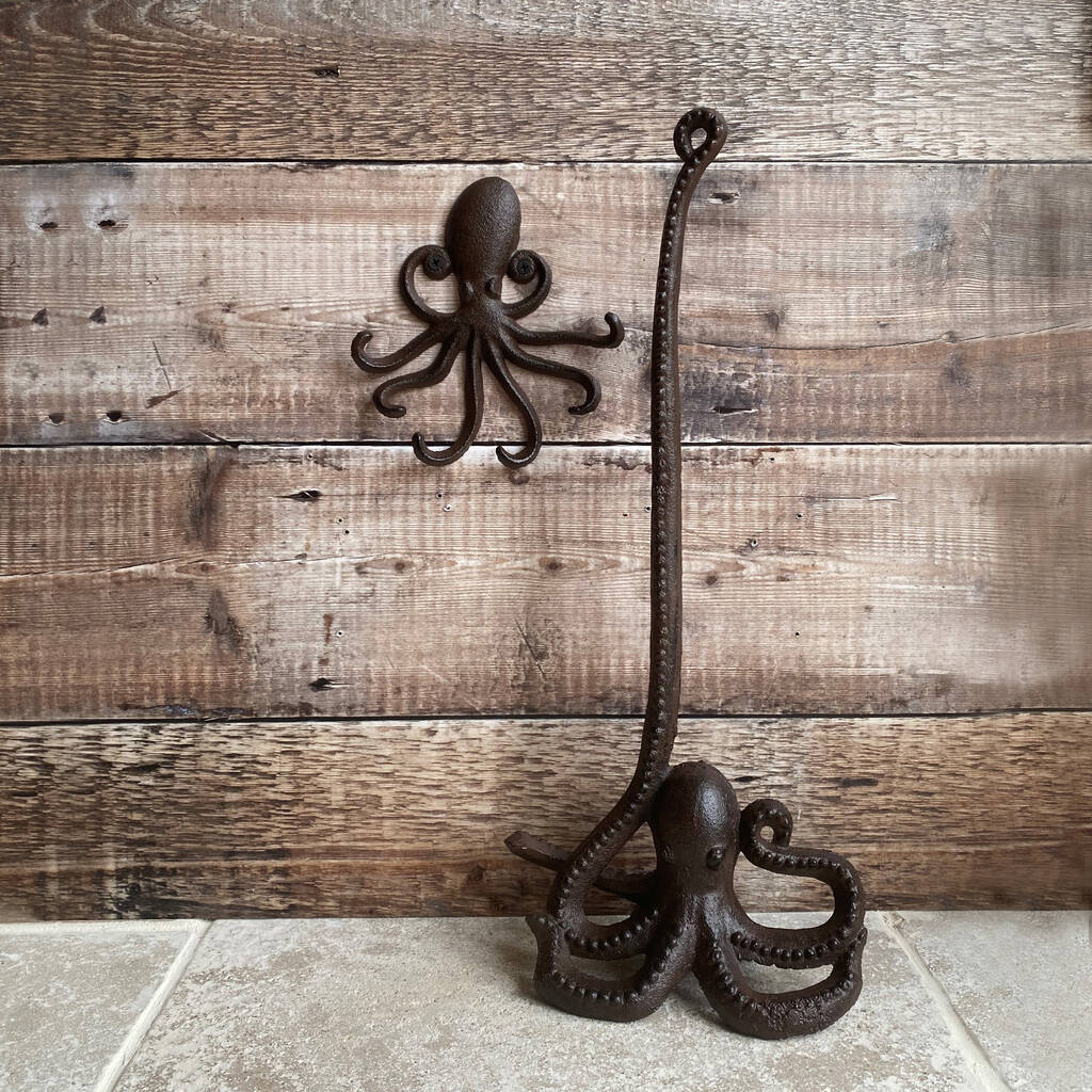 Ozzy Octopus Cast Iron Loo Roll Holder And Wall Hook, 1 of 7
