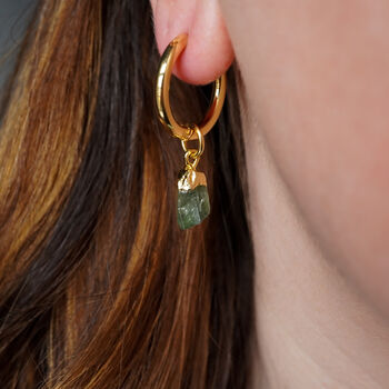 Green Sapphire Hoop Earrings, 2 of 9