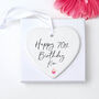 70th Birthday Modern Script Cupcake Heart Ornament, thumbnail 2 of 2