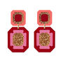 Large Gem Statement Earrings Red, thumbnail 2 of 3