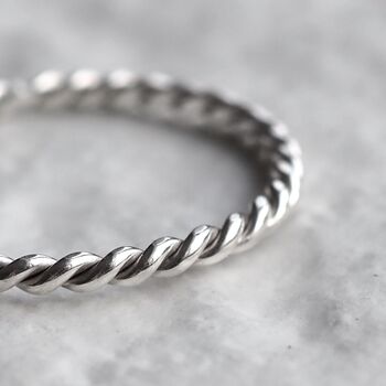 Slim Or Chunky Twisted Stacking Ring, 4 of 9