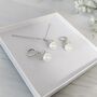 Shell Pearl And Crystal Zircon Necklace And Earrings Set, thumbnail 3 of 6
