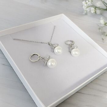 Shell Pearl And Crystal Zircon Necklace And Earrings Set, 3 of 6