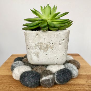 Hand Felted Pebble Effect Trivet, Plant Base Or Coaster, 2 of 5