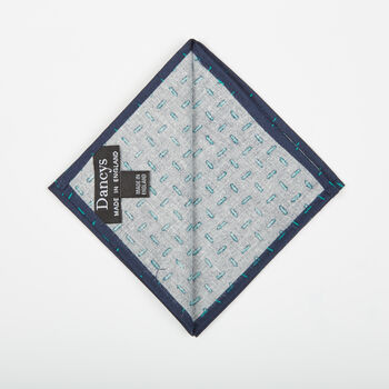 Mens Navy And Green Geometric Print Pocket Square, 6 of 6