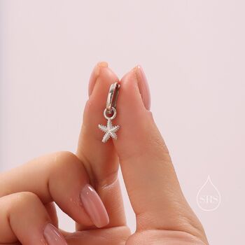 Sterling Silver Starfish Huggie Hoops, 2 of 11