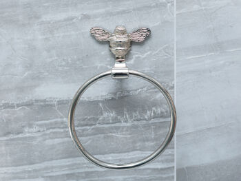 Brass Bee Bathroom Towel Ring With Bee, 2 of 6