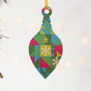Christmas Tree Decoration, Bright Geometric Set Of Four, 2 of 4