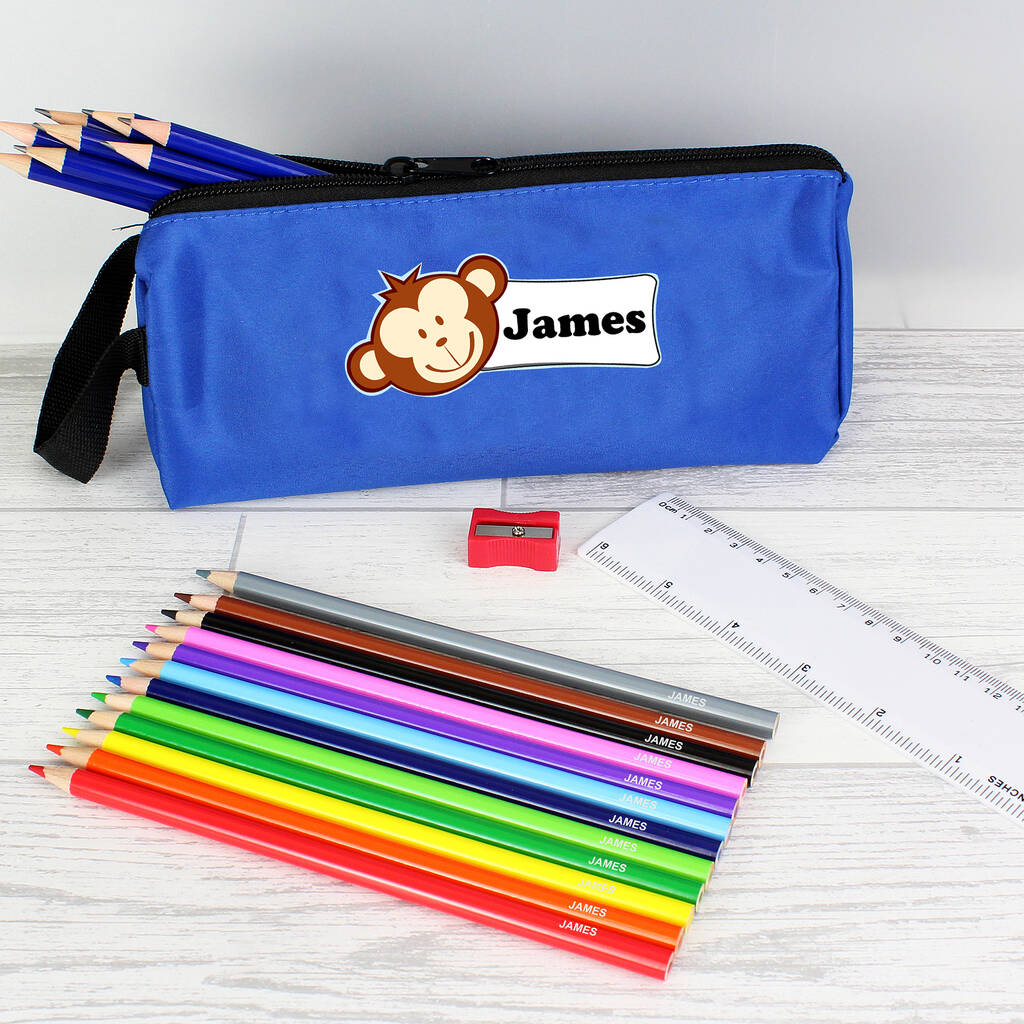 Personalised Blue Pencil Case And Pencils By Bella Personalised Gifts ...
