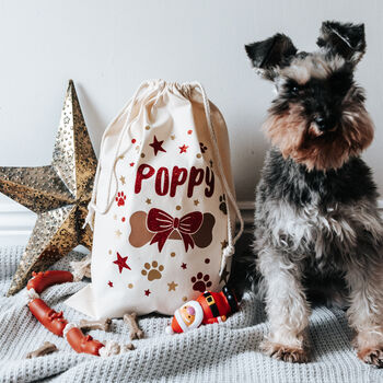 Personalised Glitter Dog Christmas Sack, 2 of 9