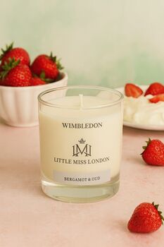 Little Miss Wimbledon Bergamot And Oud Scented Candle, 4 of 7