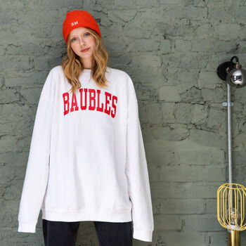 Unisex 'Baubles' Christmas Jumper Sweatshirt, 7 of 12