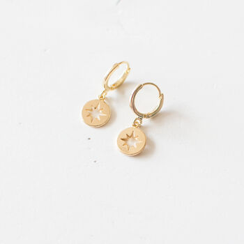 North Star Huggie Hoop Earrings, 2 of 11