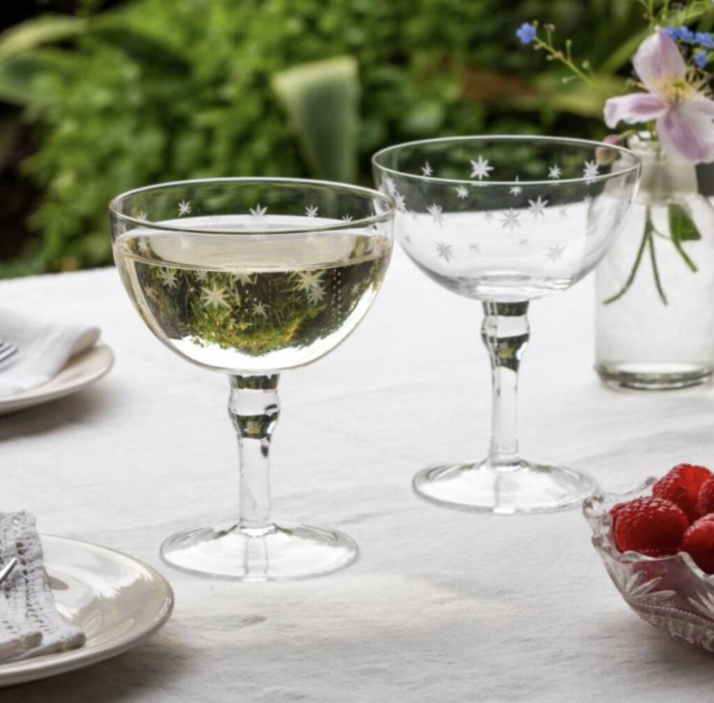 A Pair Of Champagne Coupes With Etched Stars, 1 of 1