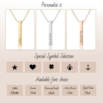 Personalised Graduation Milestone 3D Bar Necklace, 3 of 10