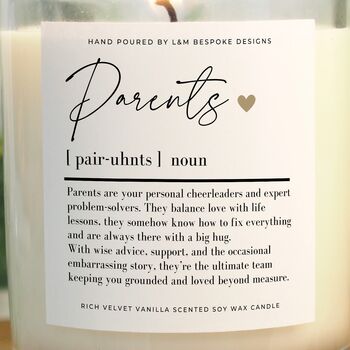 Parents Gift, Parents Definition Candle For Mum And Dad, 3 of 7