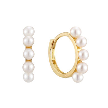 9ct Solid Gold Pearl Hoop Earrings, 2 of 7