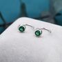 Emerald Green 4mm Cz Huggie Hoop Earrings, thumbnail 7 of 11